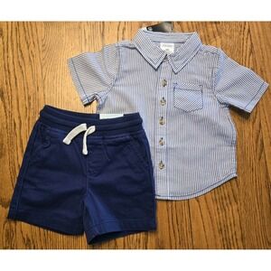 Okie Dokie Short Sleeve Shirt & Matching Twill Shorts Size 18 months NWT